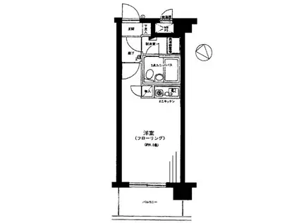 ライオンズシティ蕨(ワンルーム/2階)の間取り写真