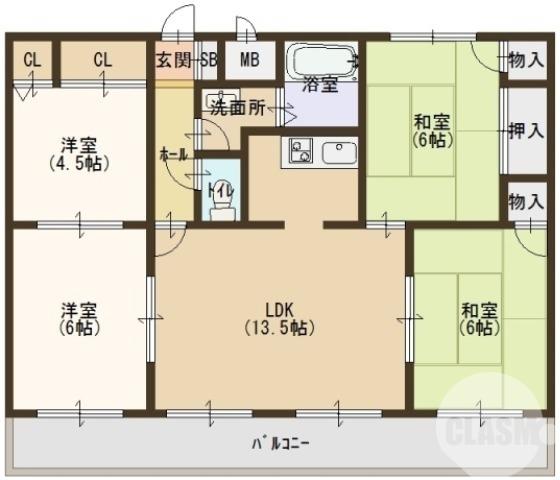 ロータリービルド南花田(4LDK/4階)の間取り写真