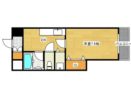 ヴェルマーレ中広(1DK/6階)の間取り写真