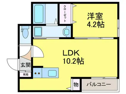 ルバート東住吉(1LDK/2階)の間取り写真