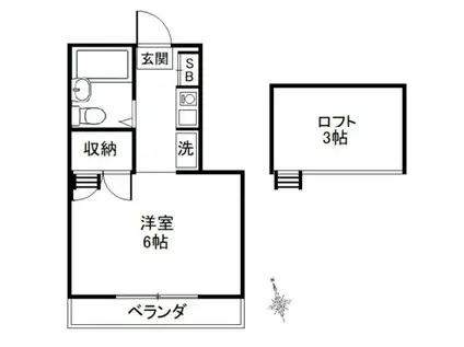 ワザ―リングハイツ(1K/2階)の間取り写真