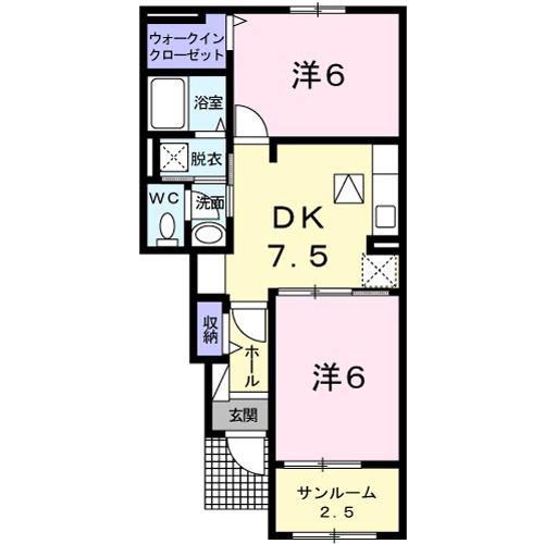 ピュアライヴX(2DK/1階)の間取り写真
