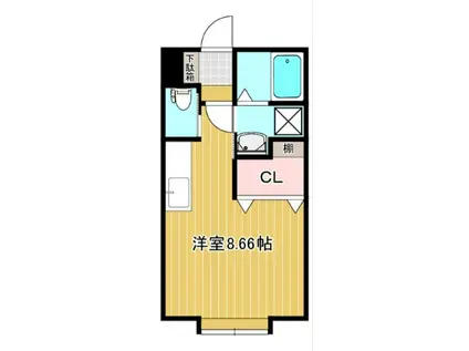 ハピネス公園(ワンルーム/2階)の間取り写真