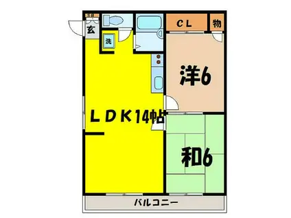 メゾン湊(2LDK/2階)の間取り写真