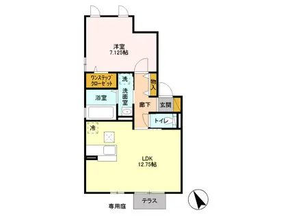 BELLE VILLE(1LDK/1階)の間取り写真