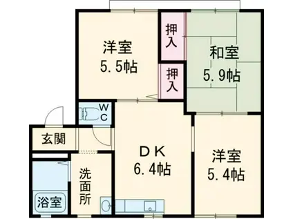コスモ壱番館(3DK/1階)の間取り写真