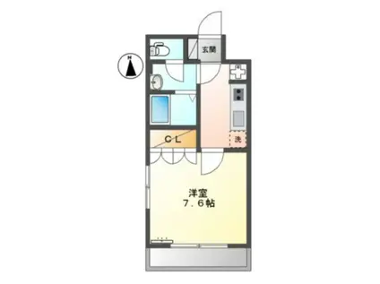 ツインズキクナビー棟(1K/2階)の間取り写真