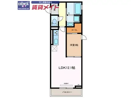 ノーブル(1LDK/2階)の間取り写真