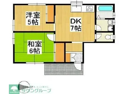 ウッディーパレス(2DK/1階)の間取り写真