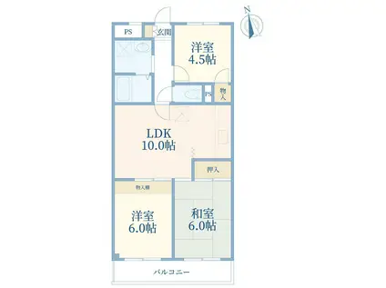 グリーンコーポラス(3LDK/1階)の間取り写真