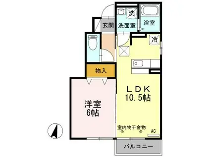 アンソレイユ中里A(1LDK/1階)の間取り写真