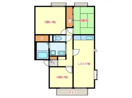 サンヴィレッジ(3LDK/1階)の間取り写真