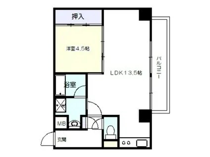 サニーハイツ長居(1LDK/5階)の間取り写真