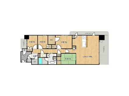 なんばセントラルプラザリバーガーデンC棟(4LDK/21階)の間取り写真