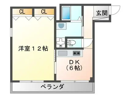 グランドシティ西宮I(1DK/4階)の間取り写真