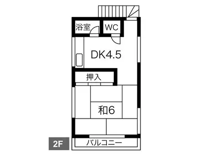 二宮ハイツ(1DK/2階)の間取り写真
