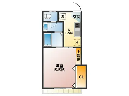 秋田マンション(1K/2階)の間取り写真