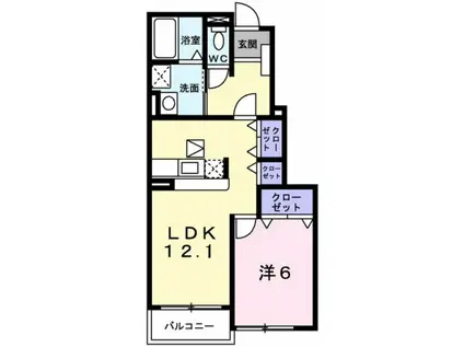 プリムローズTK(1LDK/1階)の間取り写真