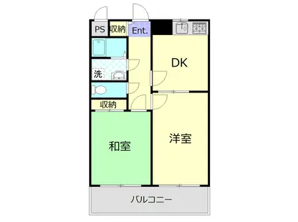 ファミーユ船橋(2DK/2階)の間取り写真