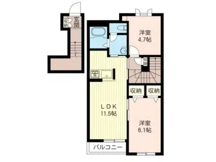 KAYANOVERE(2LDK/2階)の間取り写真