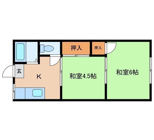 白楊荘(2DK/1階)の間取り写真