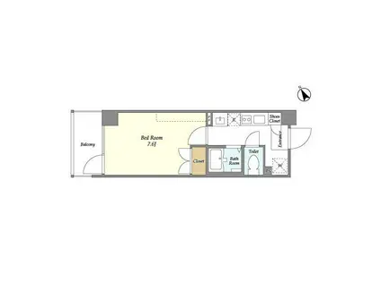 エルフレア立川(1K/8階)の間取り写真