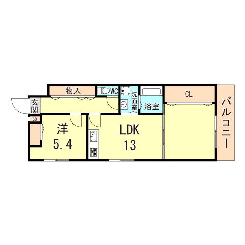 メゾンド・タメキ(1LDK/5階)の間取り写真