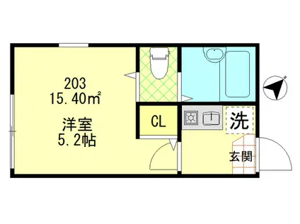 エスポワール平井弐番館(ワンルーム/2階)の間取り写真