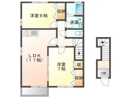 カンファート(2LDK/2階)の間取り写真