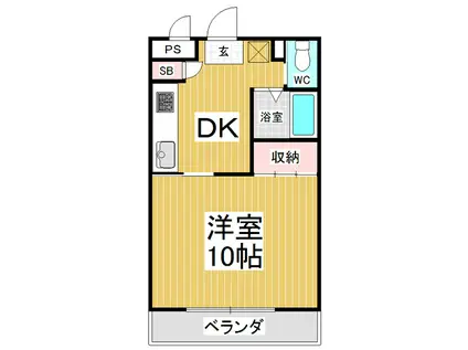 コスモ33(1DK/3階)の間取り写真