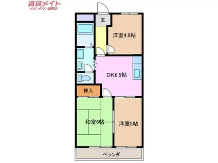 メゾンメイセツ(3DK/2階)の間取り写真