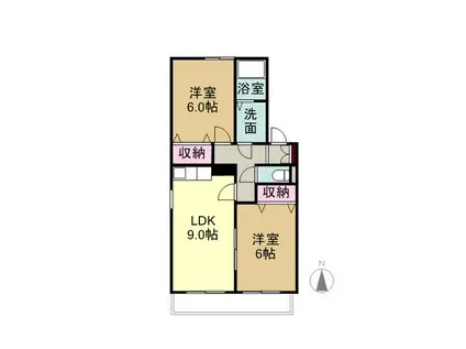 ル・ポミエII(2LDK/1階)の間取り写真