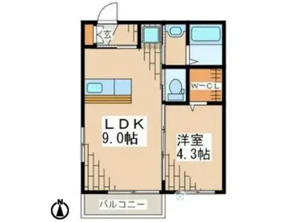 サンシャイン(1LDK/1階)の間取り写真