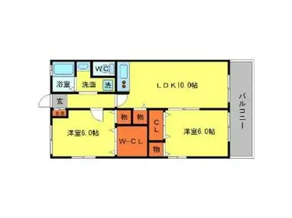 ステップハイツA棟(2LDK/1階)の間取り写真