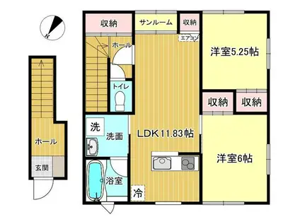 EPISODE B棟(2LDK/2階)の間取り写真