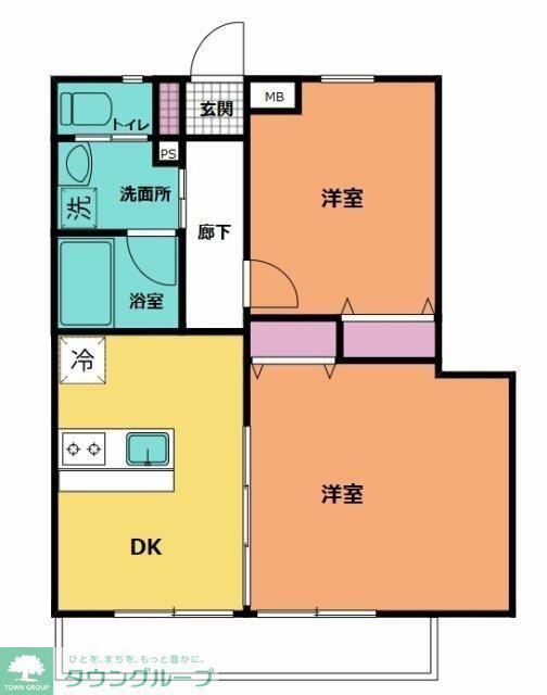 アステリア(2DK/3階)の間取り写真