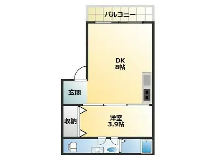 リバーサイド(1DK/2階)の間取り写真