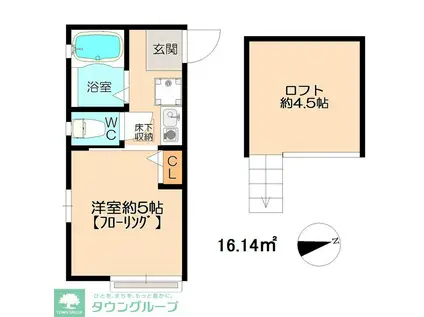 G・Aヒルズ川崎小倉(1K/1階)の間取り写真