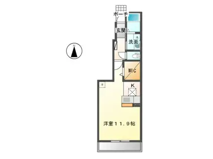 ミルト久米A(1K/1階)の間取り写真