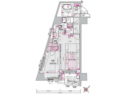エステムプラザ市谷外濠公園(1LDK/4階)の間取り写真