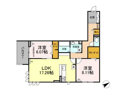 シャルム(2LDK/2階)の間取り写真