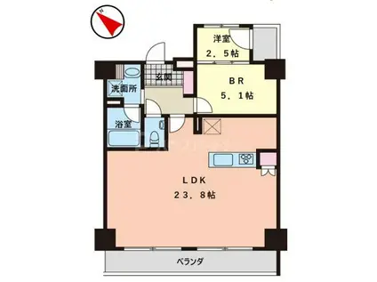 JR常磐線 柏駅 徒歩10分 8階建 築7年(1SLDK/8階)の間取り写真