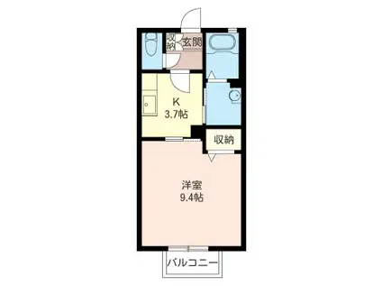 ジュゲムA シャーメゾン(1K/2階)の間取り写真