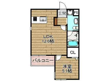 HGT コート高槻(1LDK/2階)の間取り写真