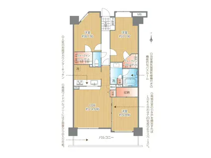 メロディーハイム草加高砂(3LDK/2階)の間取り写真