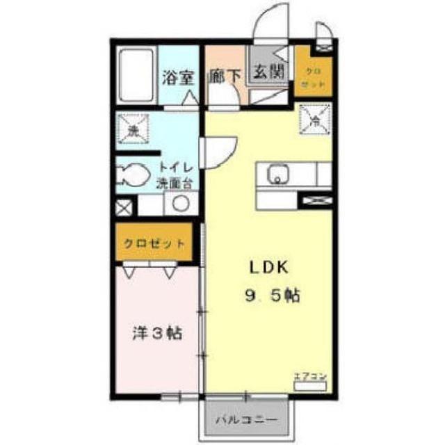 アメージングAB(1LDK/2階)の間取り写真