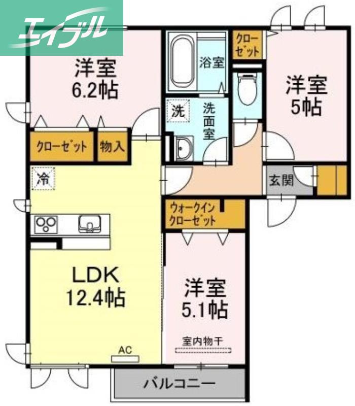 PISARA(3LDK/2階)の間取り写真