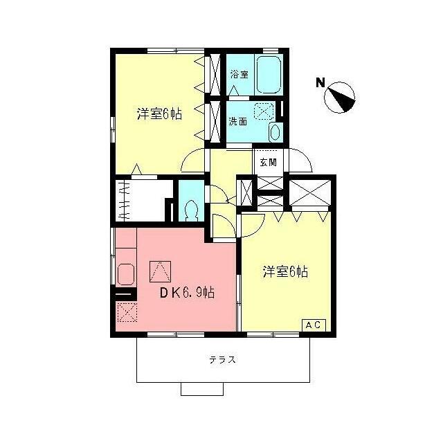 ロイヤルステージB(2DK/1階)の間取り写真