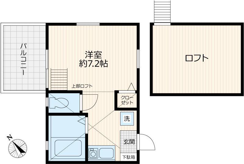 G・Aヒルズ和田町(ワンルーム/2階)の間取り写真