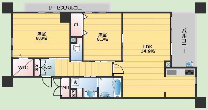 シェーンブルン羽鷹(2LDK/5階)の間取り写真